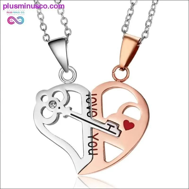 Couple Necklace Heart 2 pcs Key Locket Dad Mom Love you