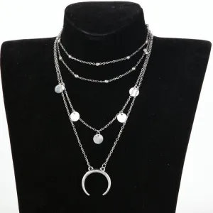 Crescent Horn Moon Layered Necklace Crescent Horn Moon Necklace