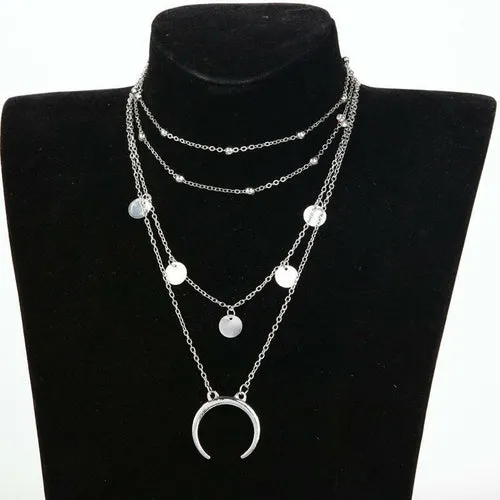 Crescent Horn Moon Layered Necklace Crescent Horn Moon Necklace