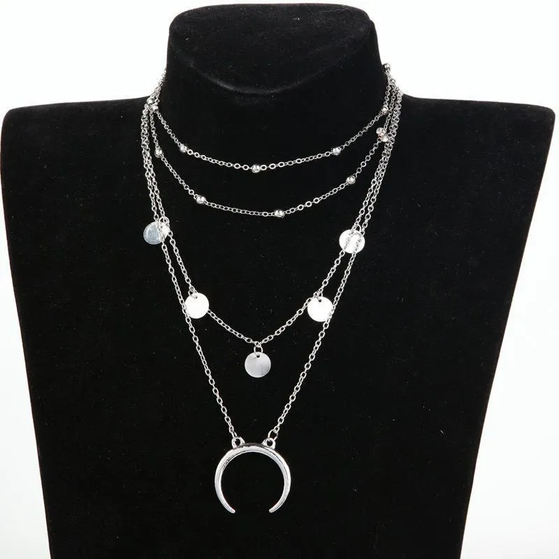 Crescent Horn Moon Layered Necklace Crescent Horn Moon Necklace