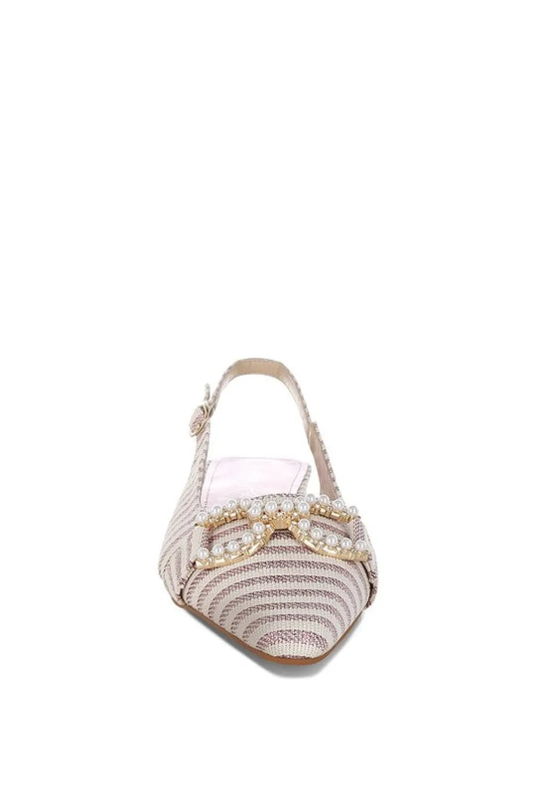 Crina Pearl-Detailed Horsebit Woven Flats