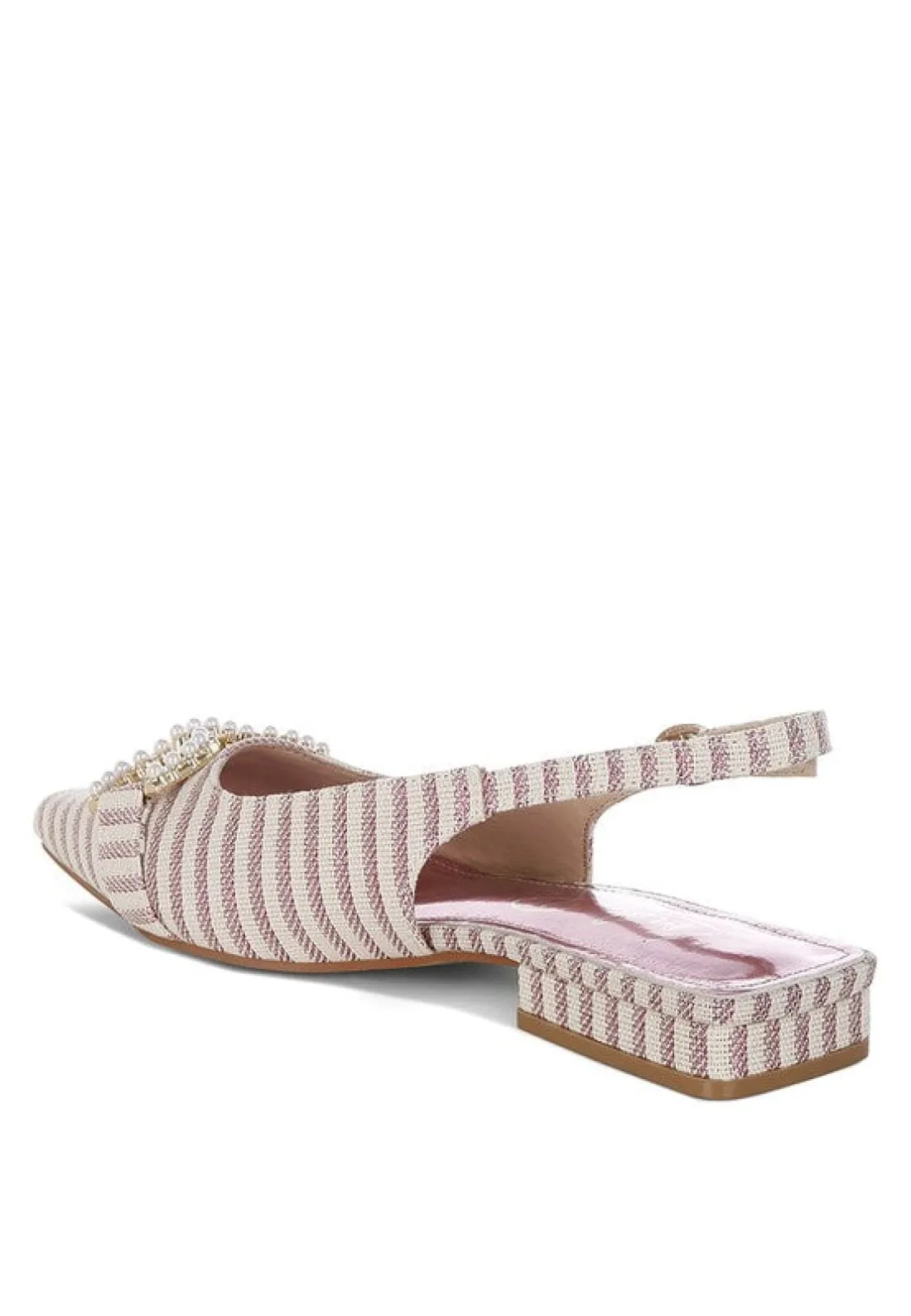 Crina Pearl-Detailed Horsebit Woven Flats
