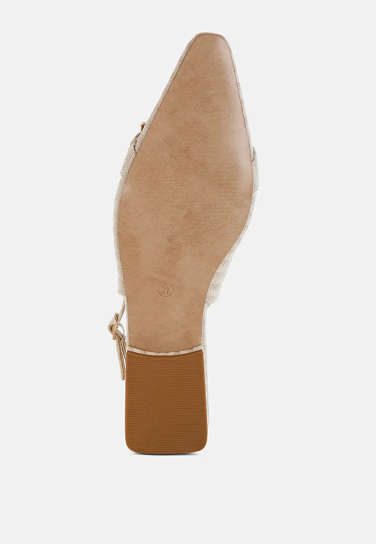 Crina Pearl-Detailed Horsebit Woven Flats