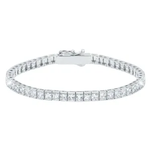 Crislu Classic Medium Princess Tennis Bracelet Finished in Pure Platinum