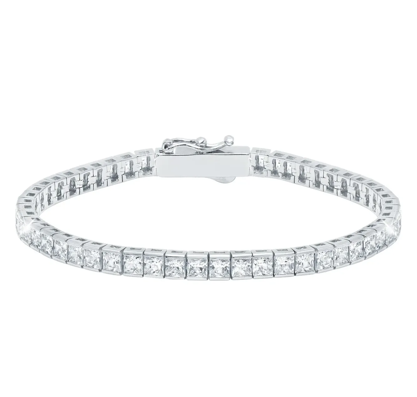 Crislu Classic Medium Princess Tennis Bracelet Finished in Pure Platinum