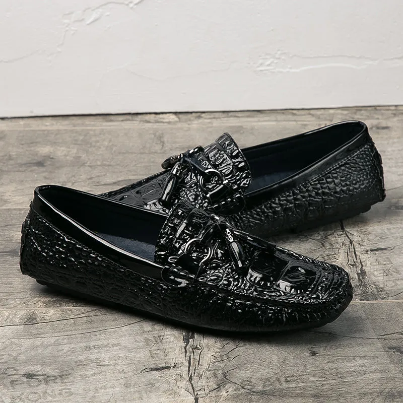 Crocodile Style Casual Oxfords In 4 Colors