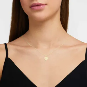 Cubic Zirconia 14K Gold Filled Heart With Flowers Pendant Necklace Set