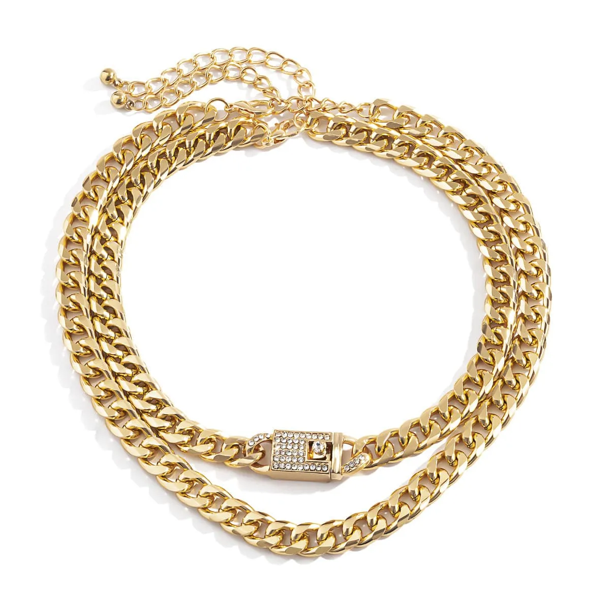 Cubic Zirconia & 18K Gold-Plated Lock Necklace Set