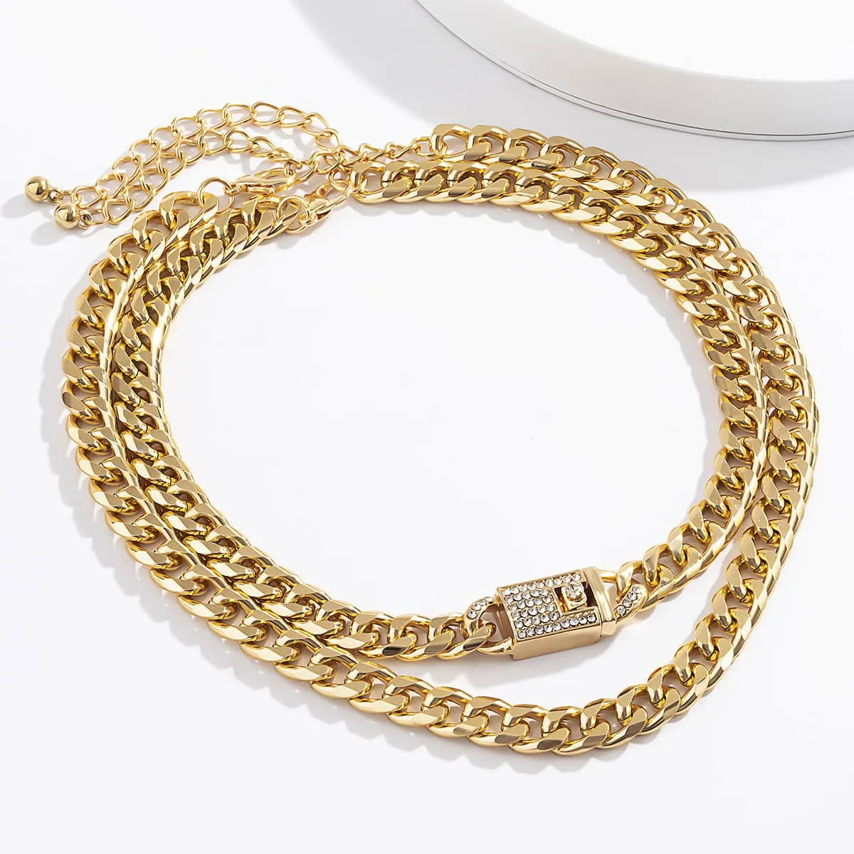 Cubic Zirconia & 18K Gold-Plated Lock Necklace Set