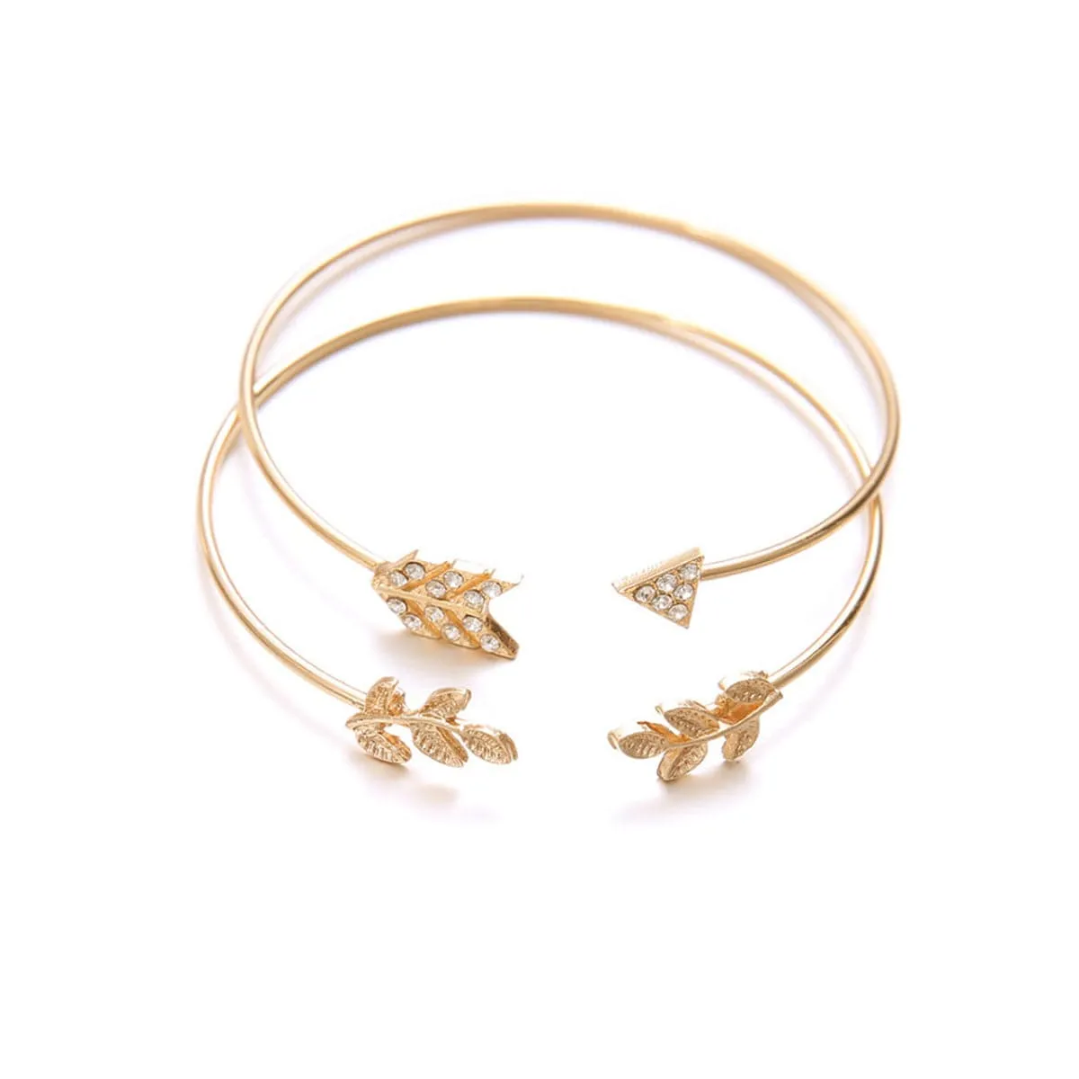 Cubic Zirconia & 18K Gold-Plated Pavé Arrow Cuff Bracelet Set