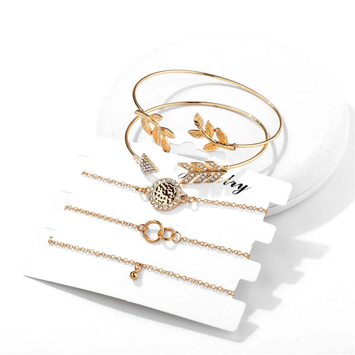Cubic Zirconia & 18K Gold-Plated Pavé Arrow Cuff Bracelet Set