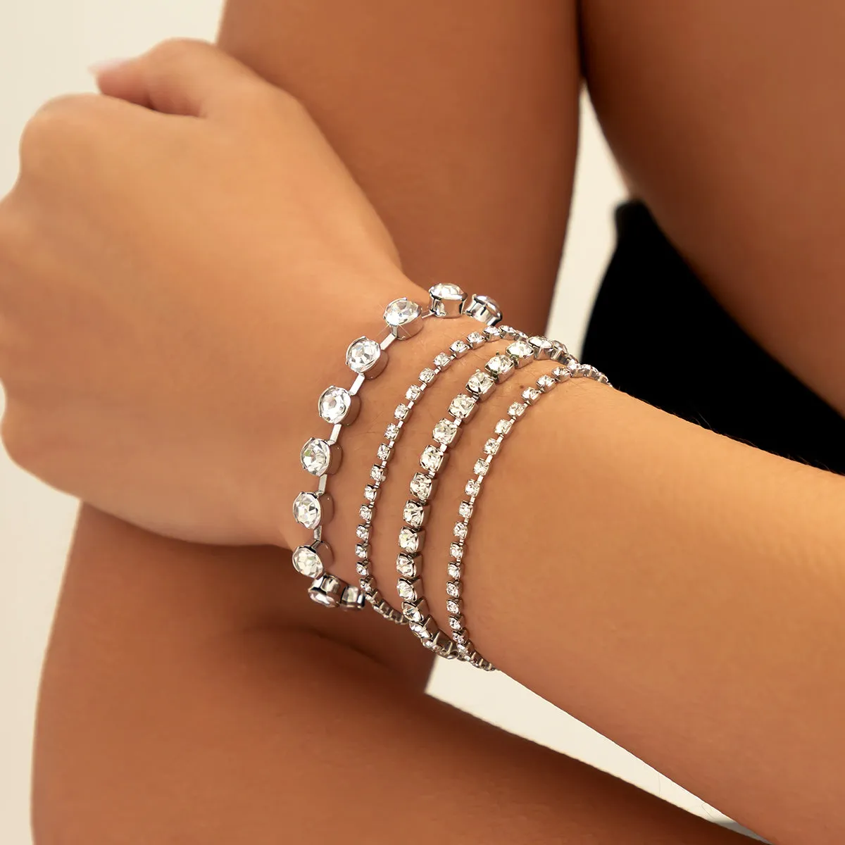 Cubic Zirconia & Silver-Plated Tennis Bracelet Set