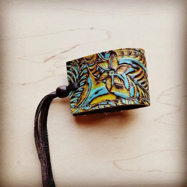Cuff w/ Adjustable Ties in Dallas Turquoise