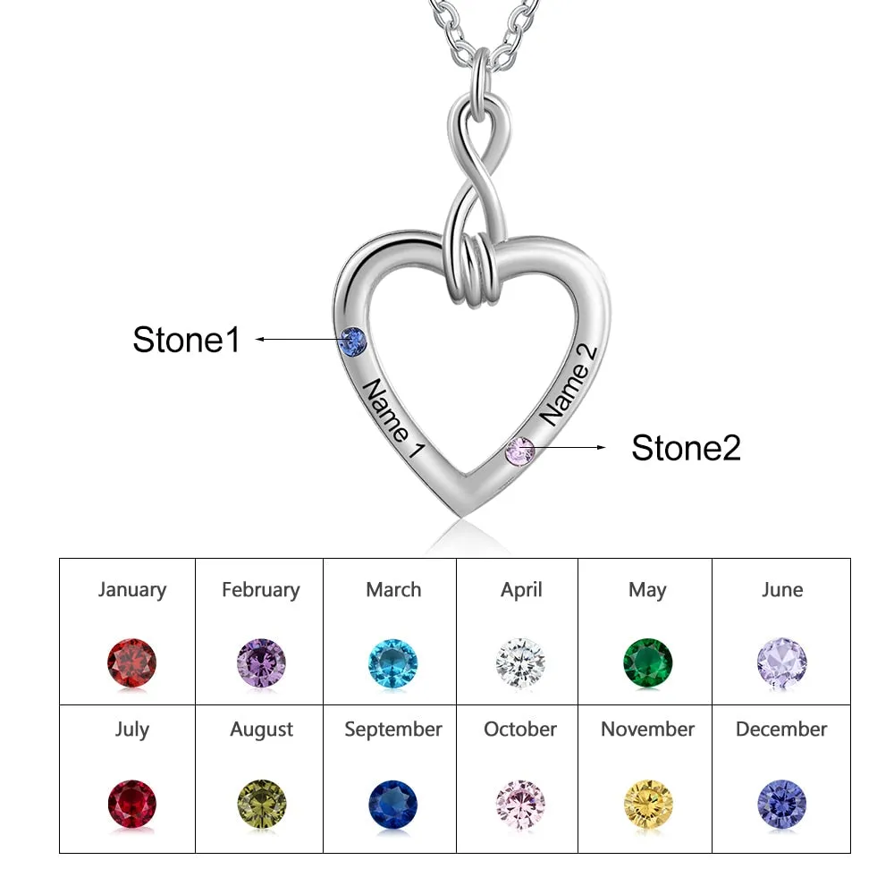 Custom Couple Name Necklace with Birthstones