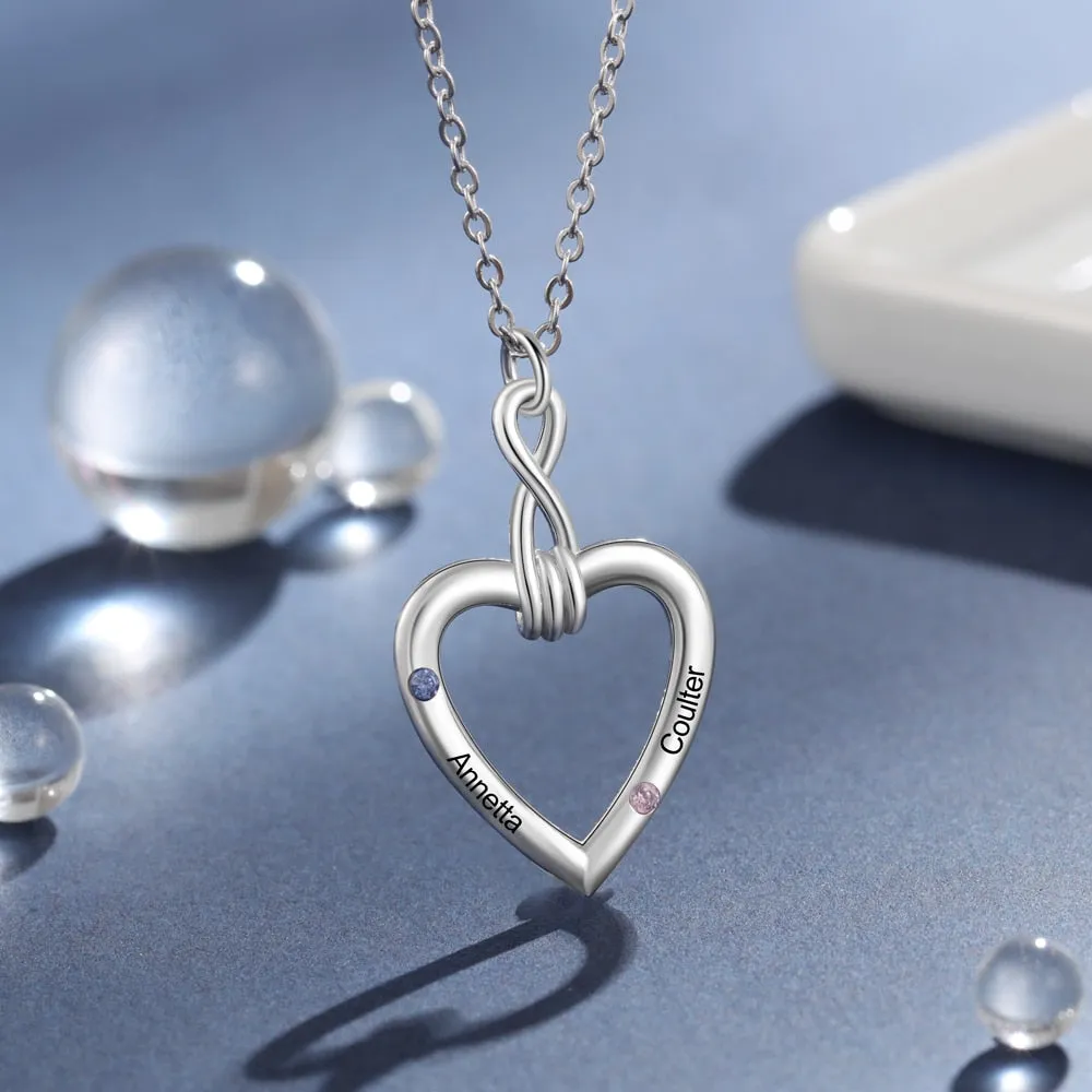 Custom Couple Name Necklace with Birthstones