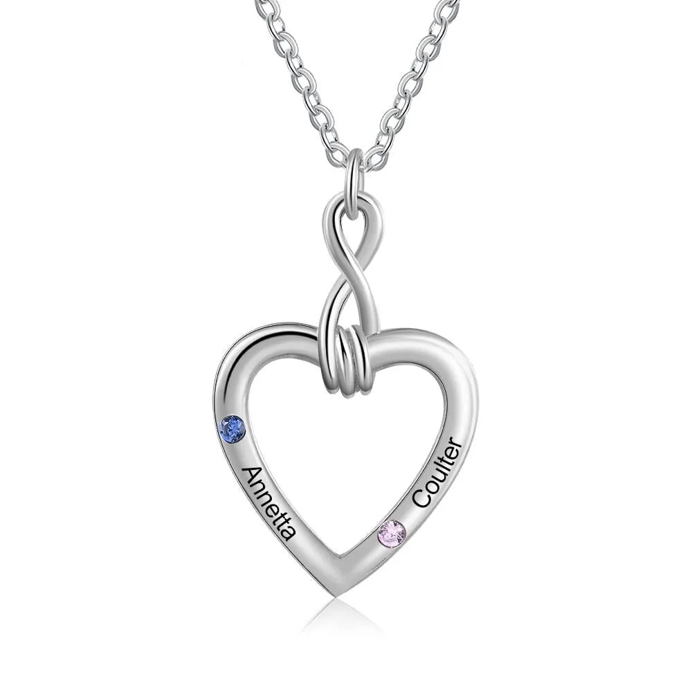 Custom Couple Name Necklace with Birthstones