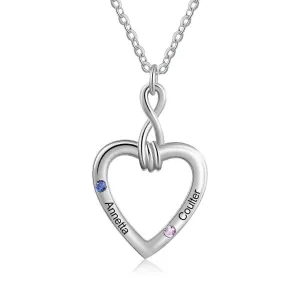 Custom Couple Name Necklace with Birthstones