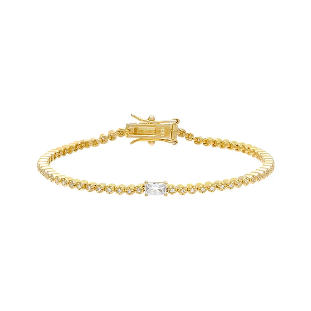CZ Baguette Stone Tennis Bracelet