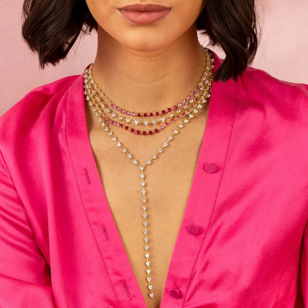CZ Heart Stone Lariat