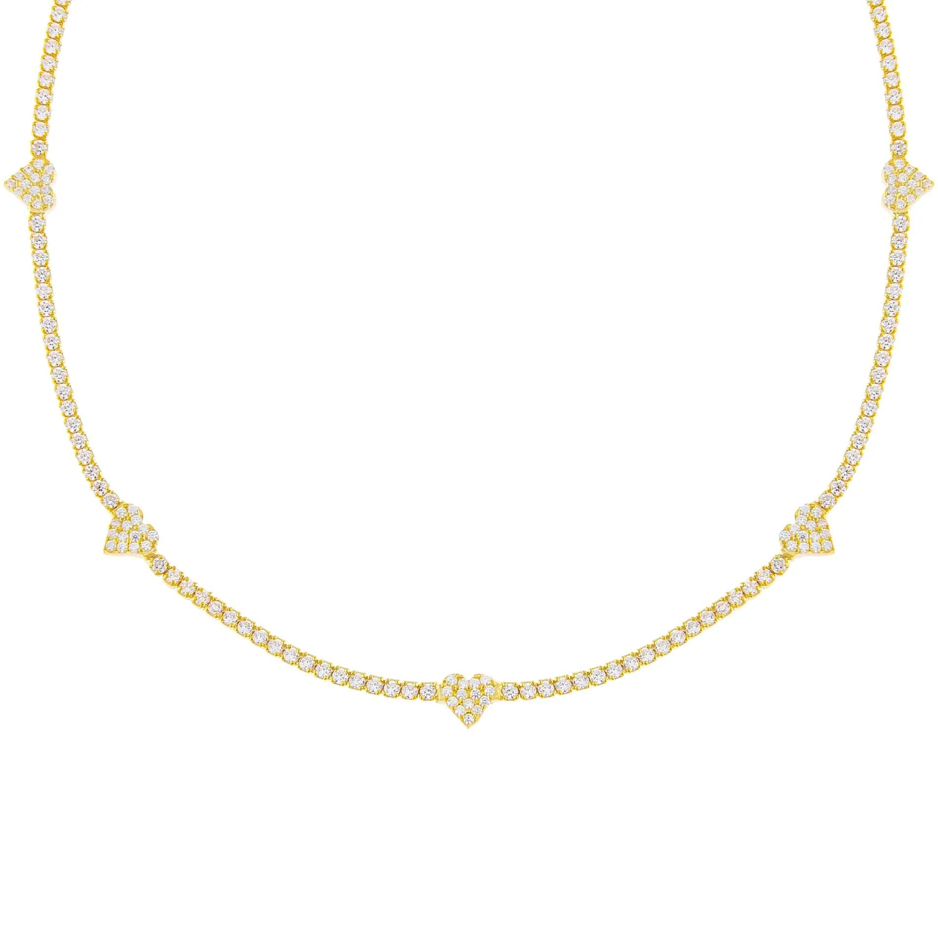 CZ Multi Heart Tennis Choker