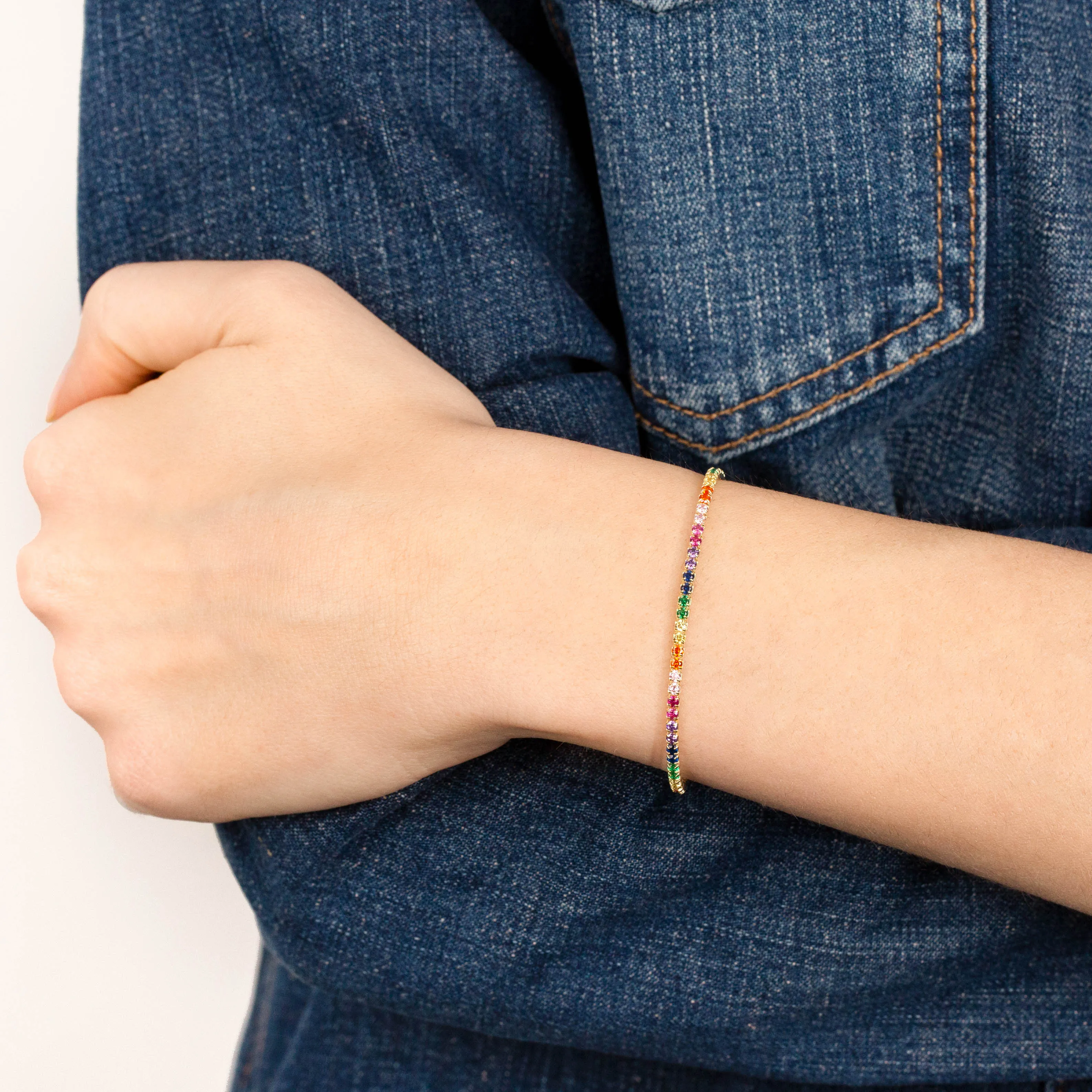 CZ Rainbow Tennis Bracelet