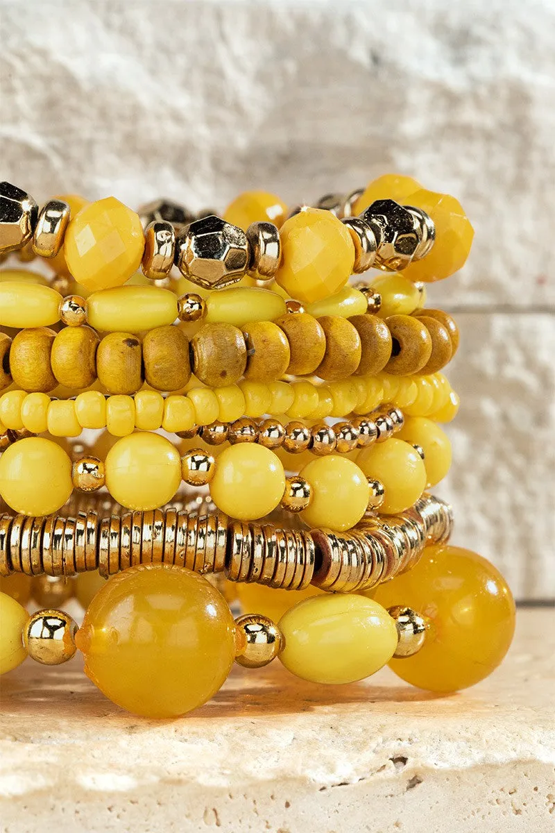 Daffodil Seed Bead bracelet with charm accents *