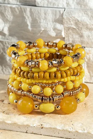 Daffodil Seed Bead bracelet with charm accents *