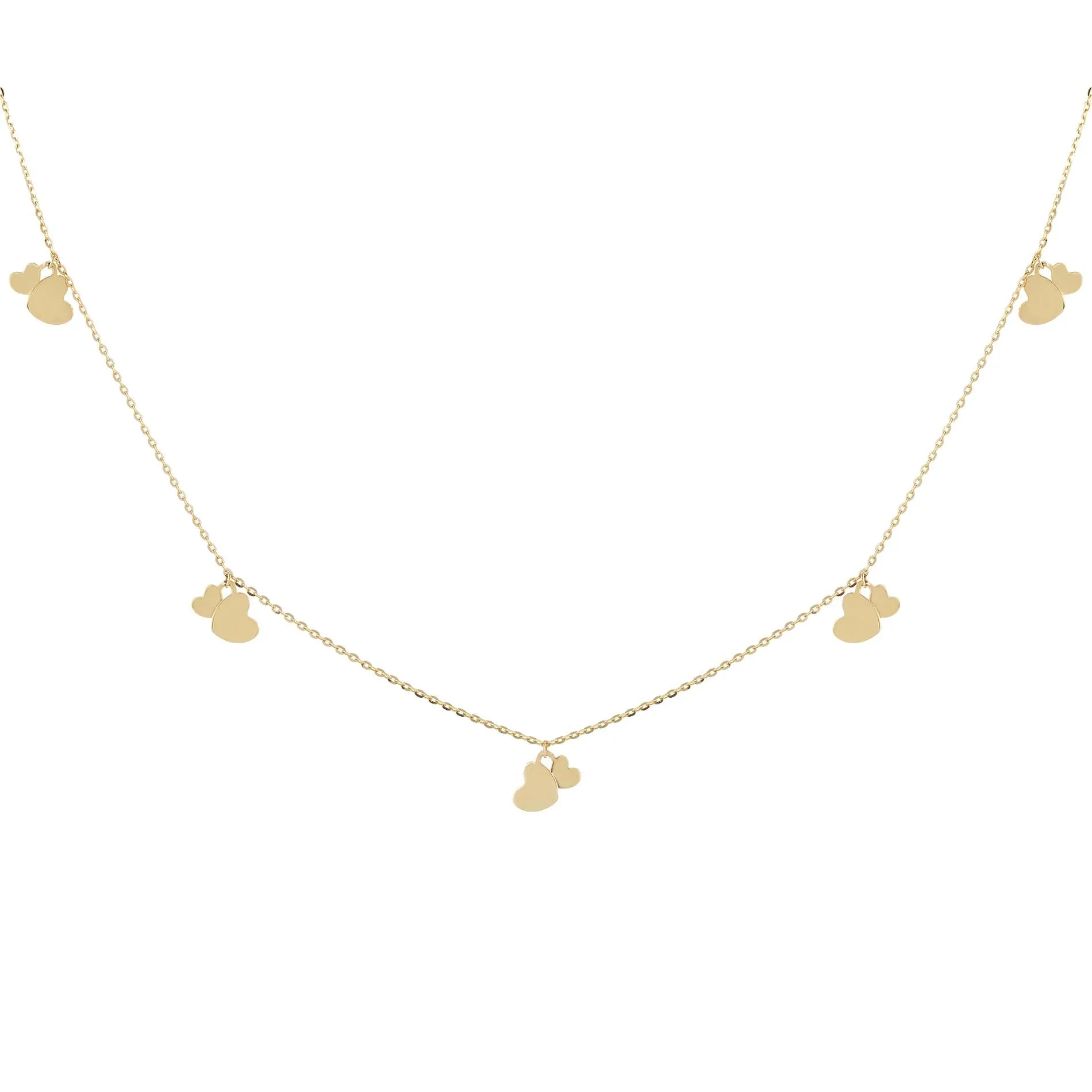 Dangling Hearts Necklace 14K