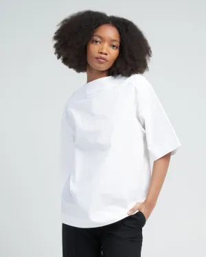 dart neck cotton top - white