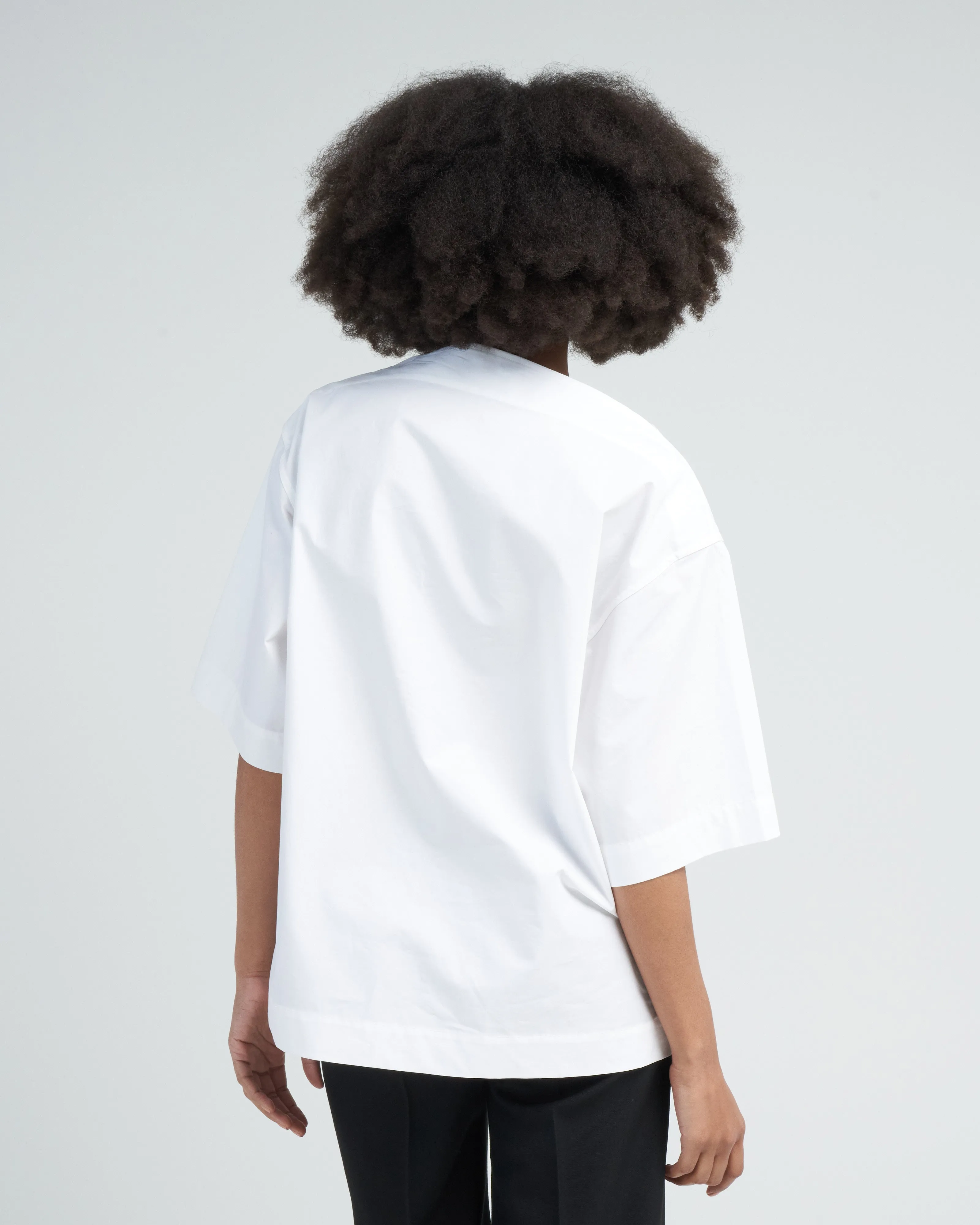 dart neck cotton top - white
