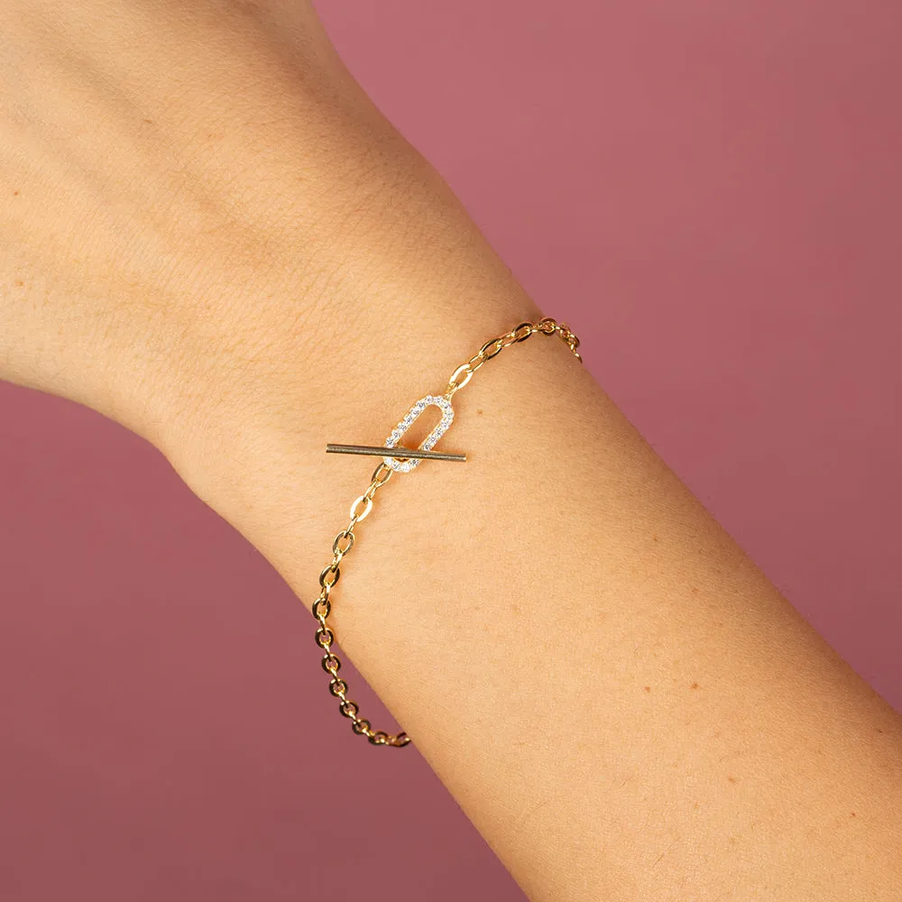 Delicate Pavé Oval Toggle Bracelet