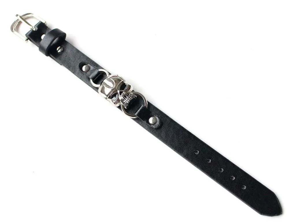 Demon Skull Leather Bracelet