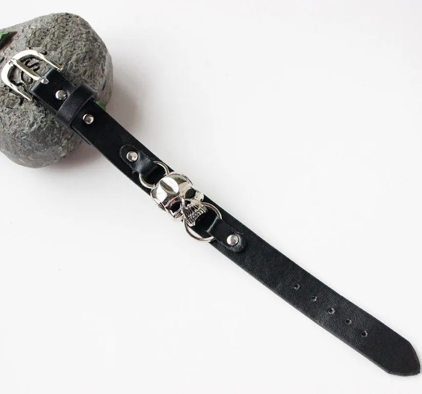 Demon Skull Leather Bracelet