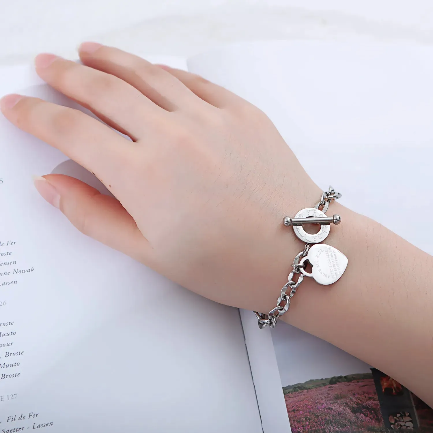 Design Jewelry Women Rose Love Bracelet Bangles Stainless Steel Gold Love Heart Bracelets For Birthday Gift