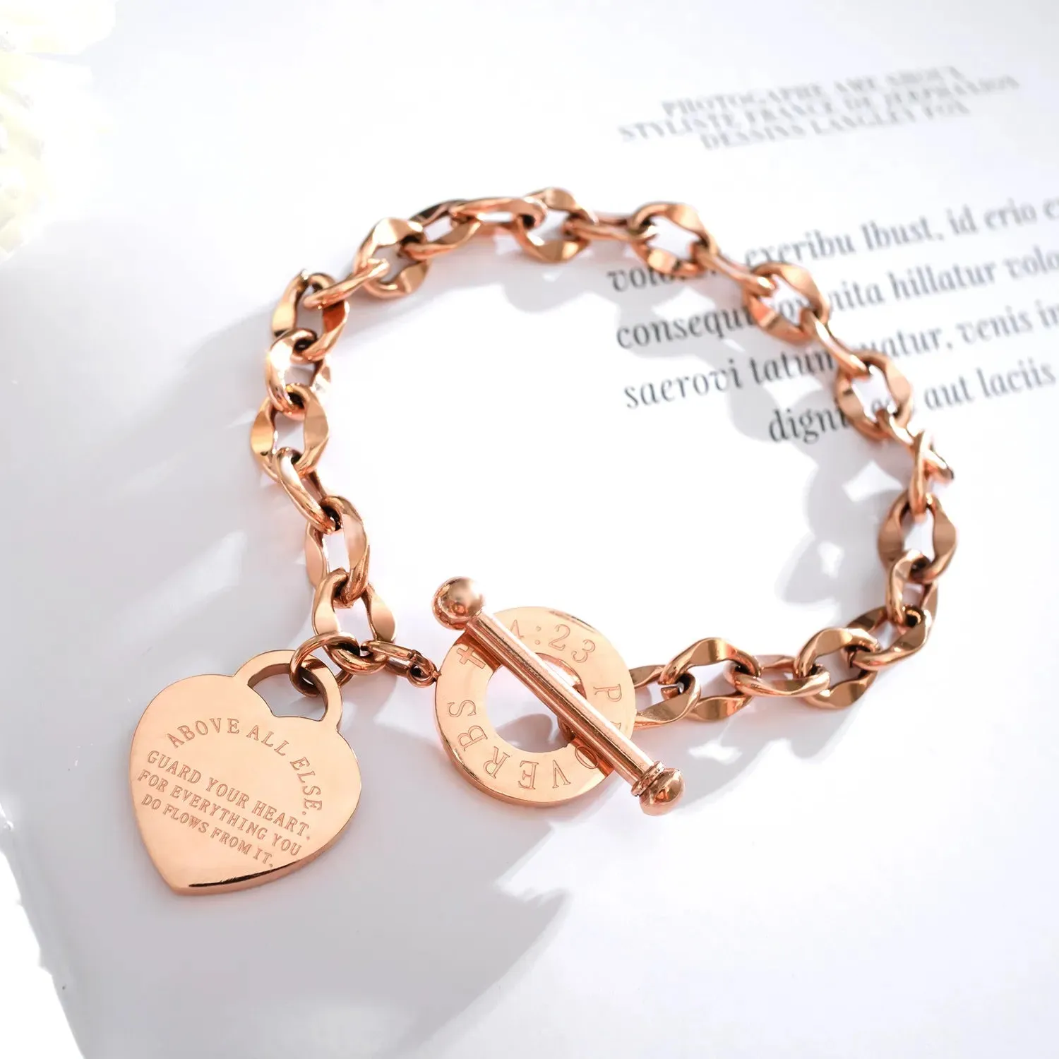 Design Jewelry Women Rose Love Bracelet Bangles Stainless Steel Gold Love Heart Bracelets For Birthday Gift