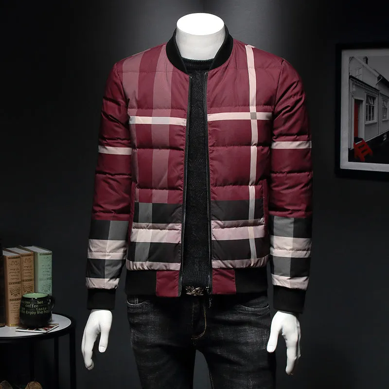 Designer Plaid Pattern Puffer Jacket