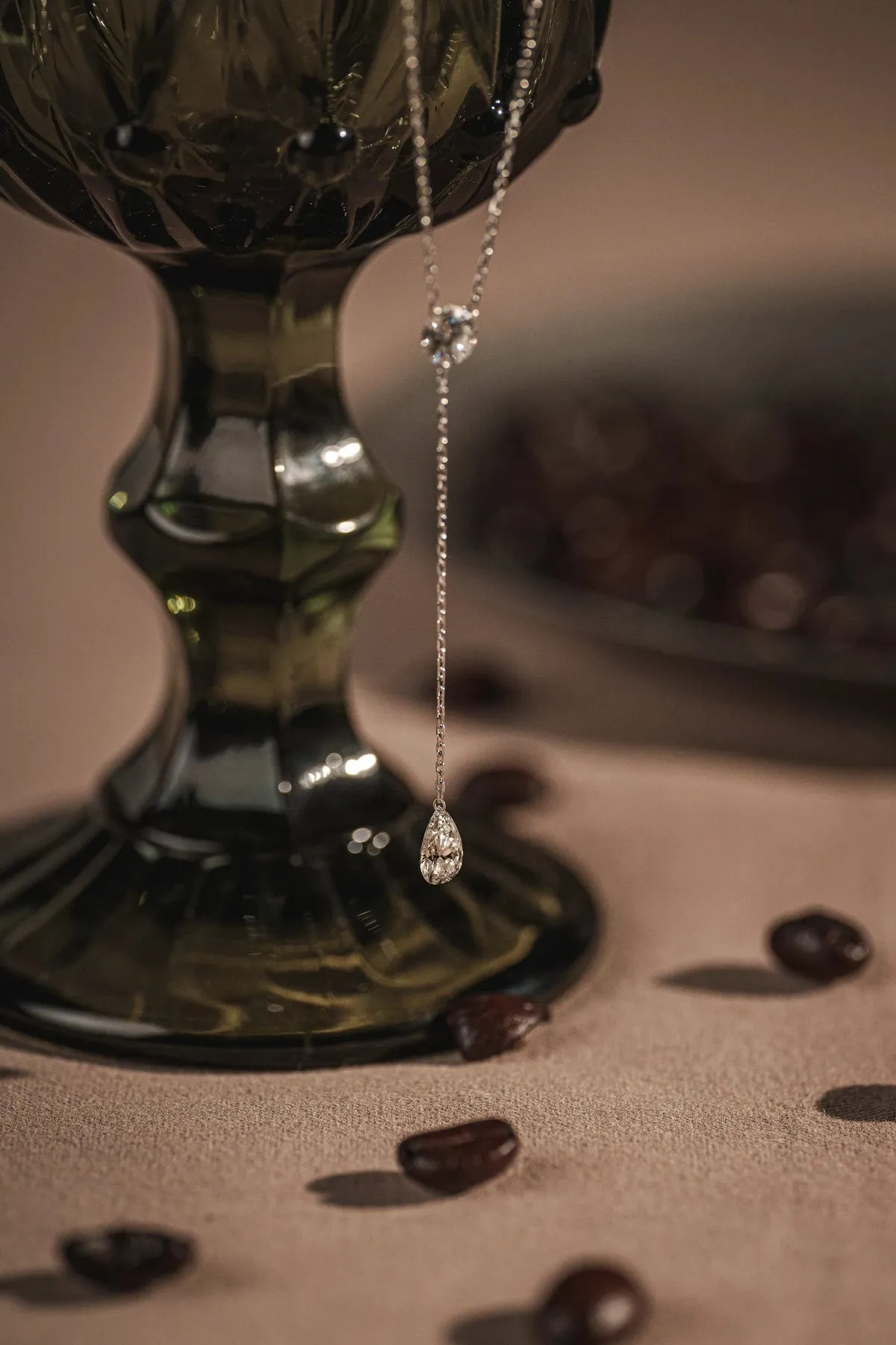 Dew Drop Y Shaped Double Diamond Necklace