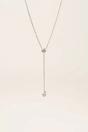 Dew Drop Y Shaped Double Diamond Necklace