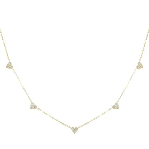 Diamond Hearts Necklace 14K