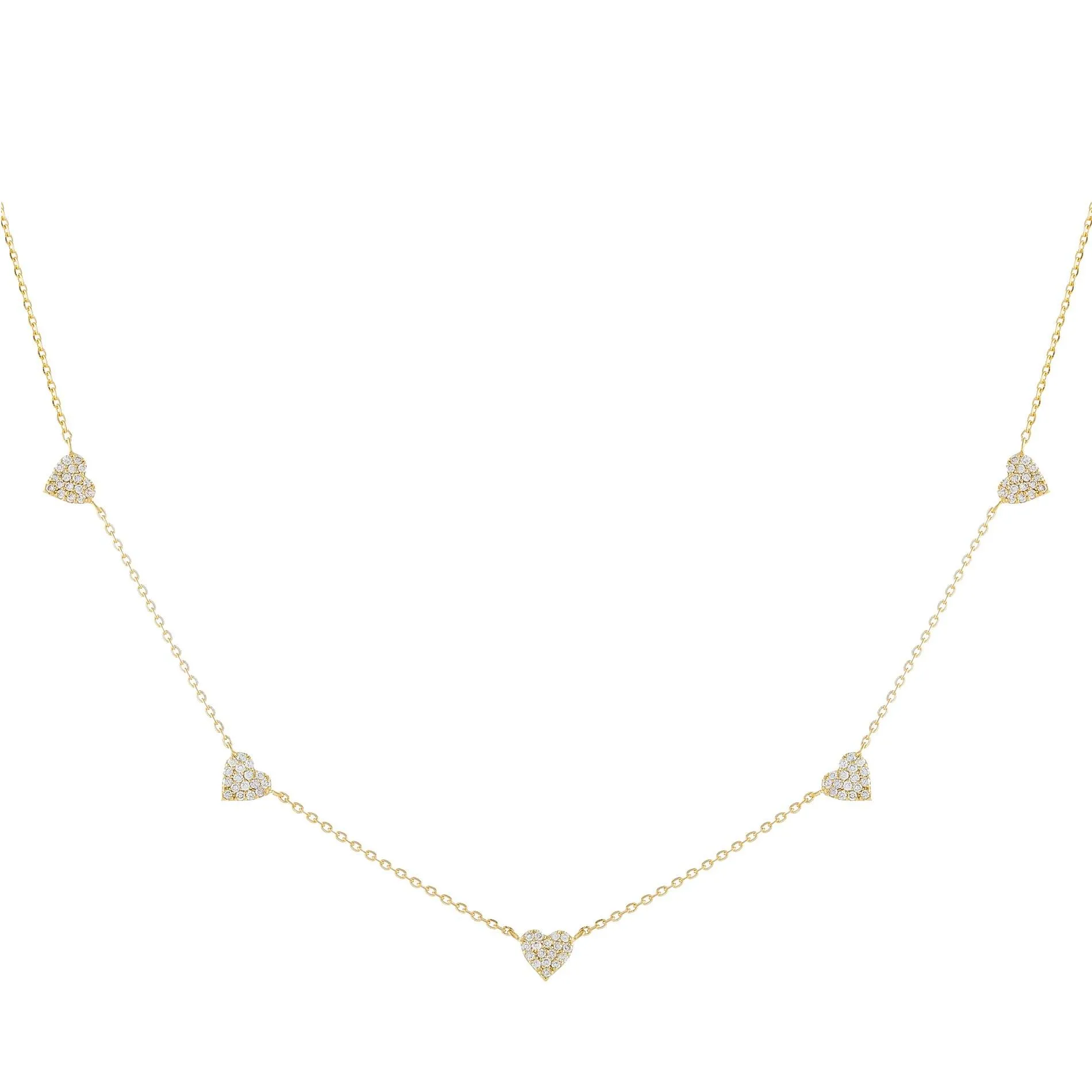 Diamond Hearts Necklace 14K