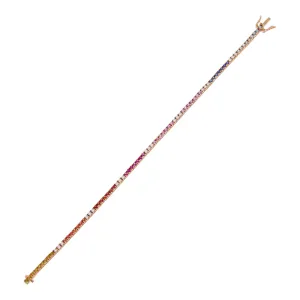 Diamond X Multi-Color Gemstone Tennis Bracelet 14K