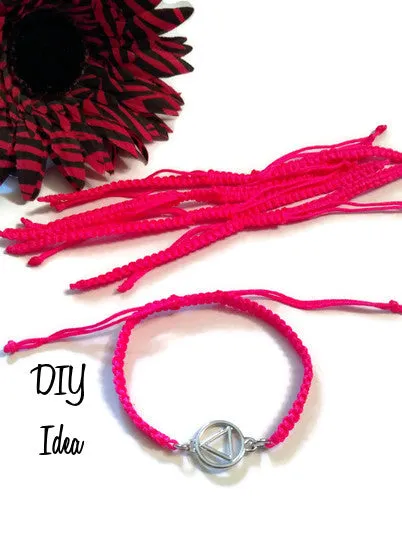 DIY Add A Charm Braided Friendship Bracelet - 5 Pcs Hot Pink