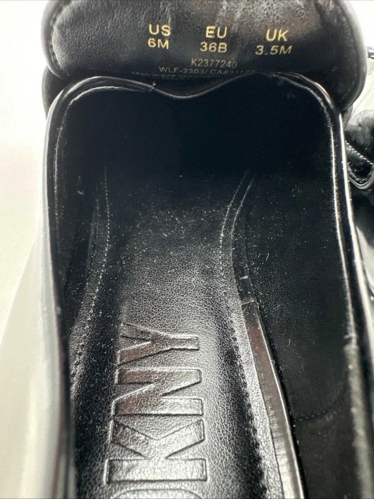 DKNY Women's Ivette Slip-On Penny Loafer Flats Color Black Patent Size 6M - Very Good