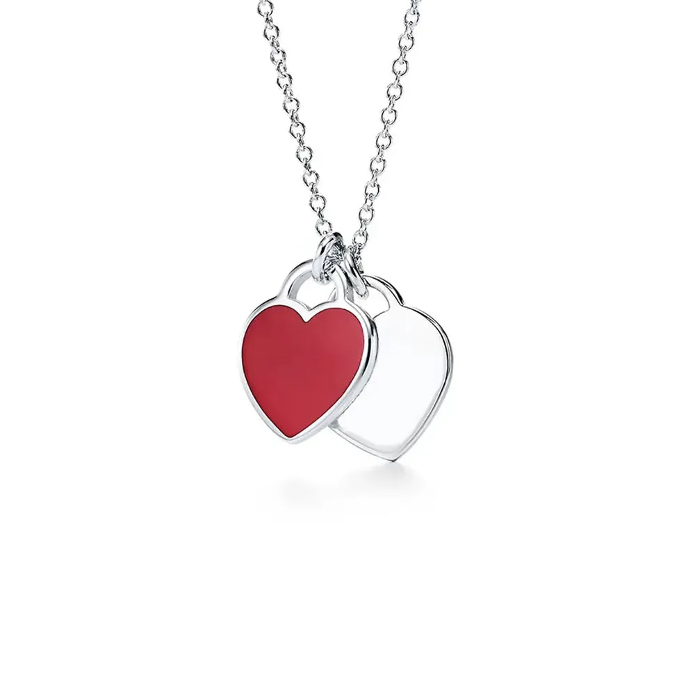 Double Heart Pendants Necklaces