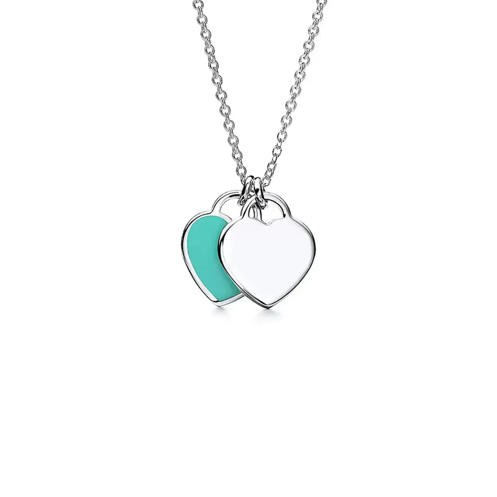 Double Heart Pendants Necklaces