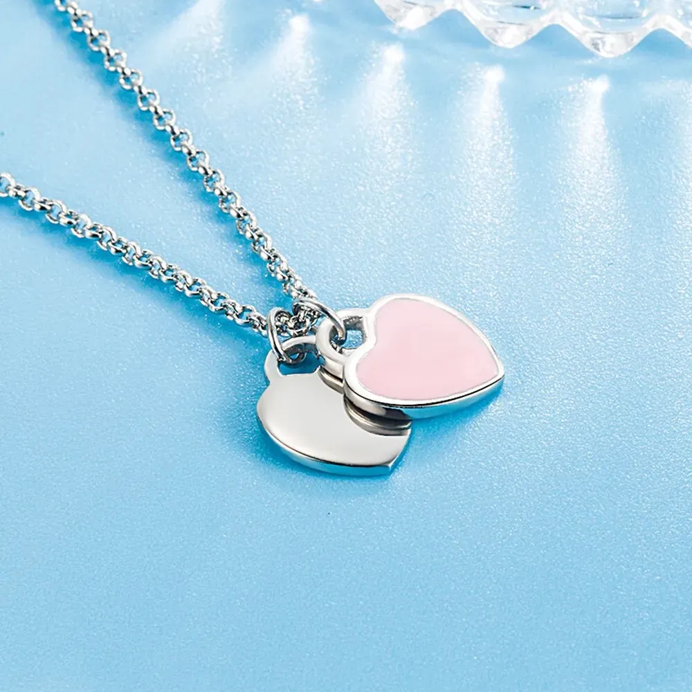 Double Heart Pendants Necklaces
