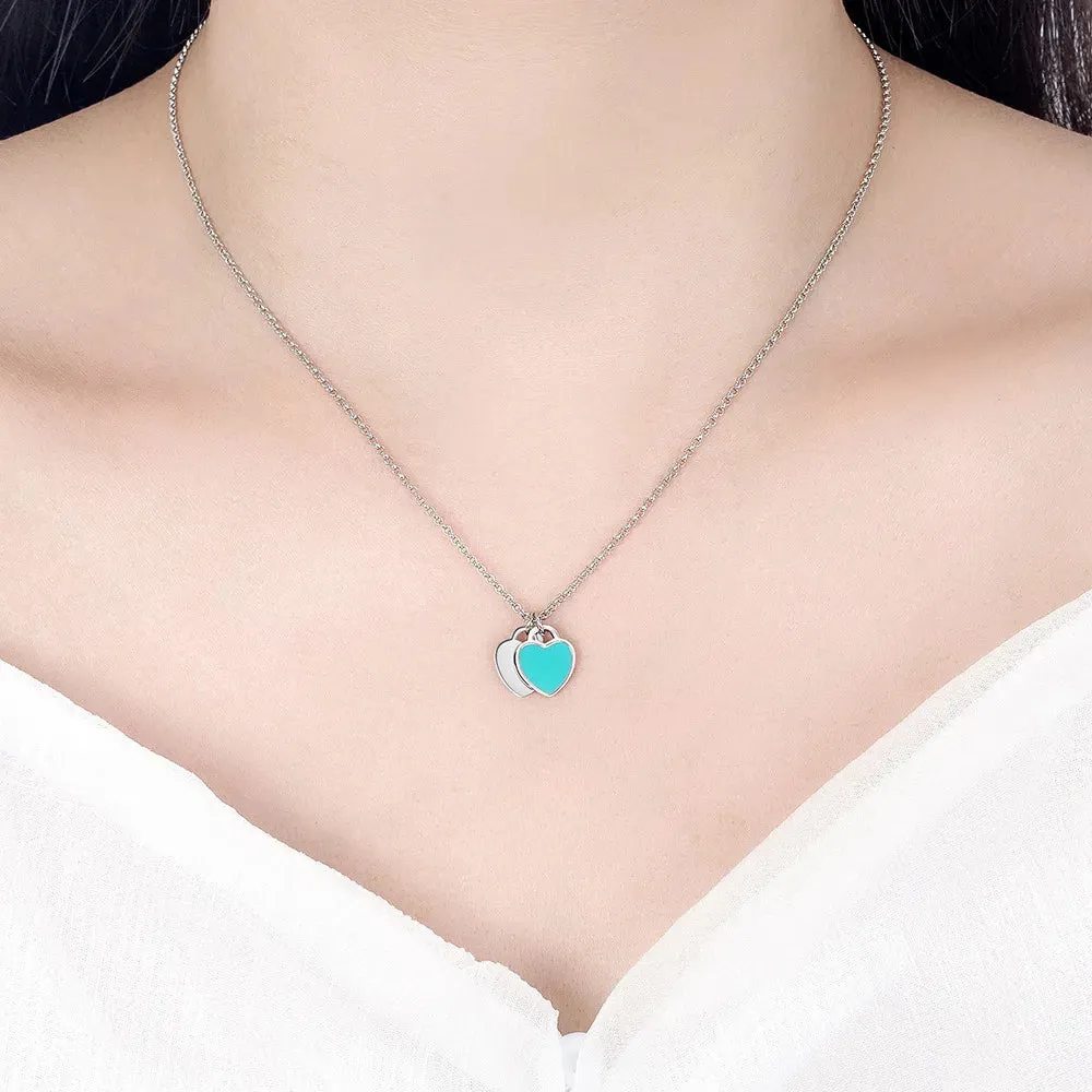 Double Heart Pendants Necklaces