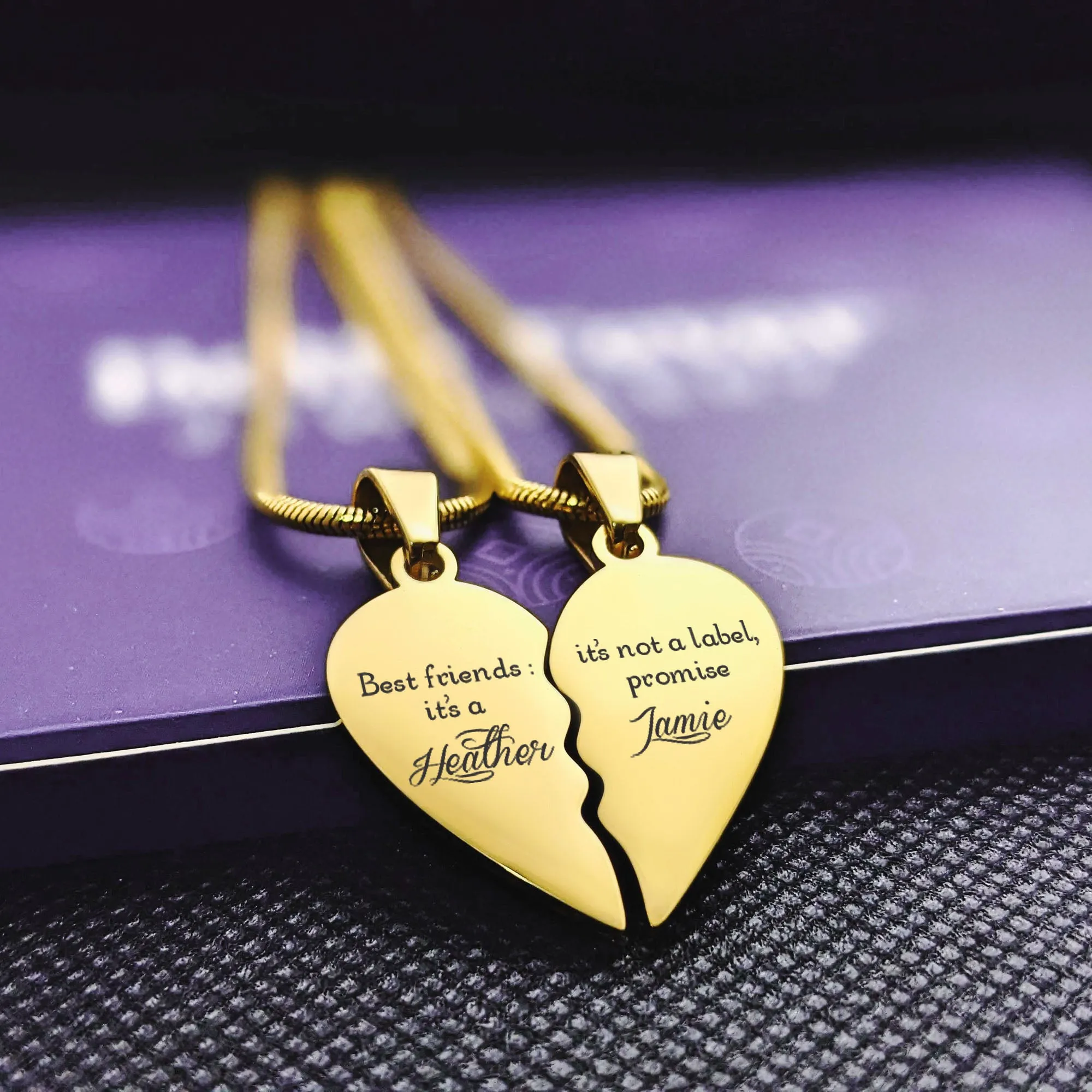 Double Heart Puzzle Necklaces