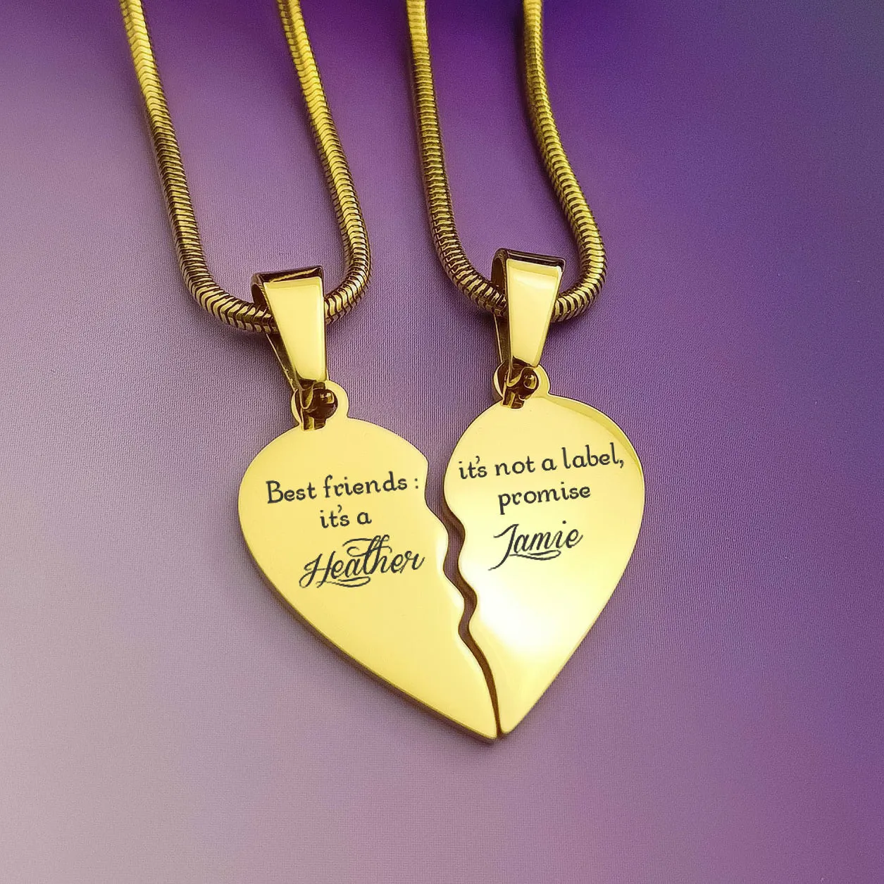 Double Heart Puzzle Necklaces