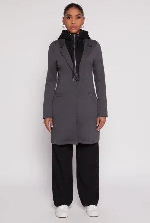 Double Layered Zip Front Hooded Peacoat